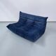 Canapé 2 places Togo en velours côtelé bleu attribué à Michel Ducaroy pour Ligne Roset, années 1970