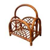 Vintage rattan magazine holder 70s
