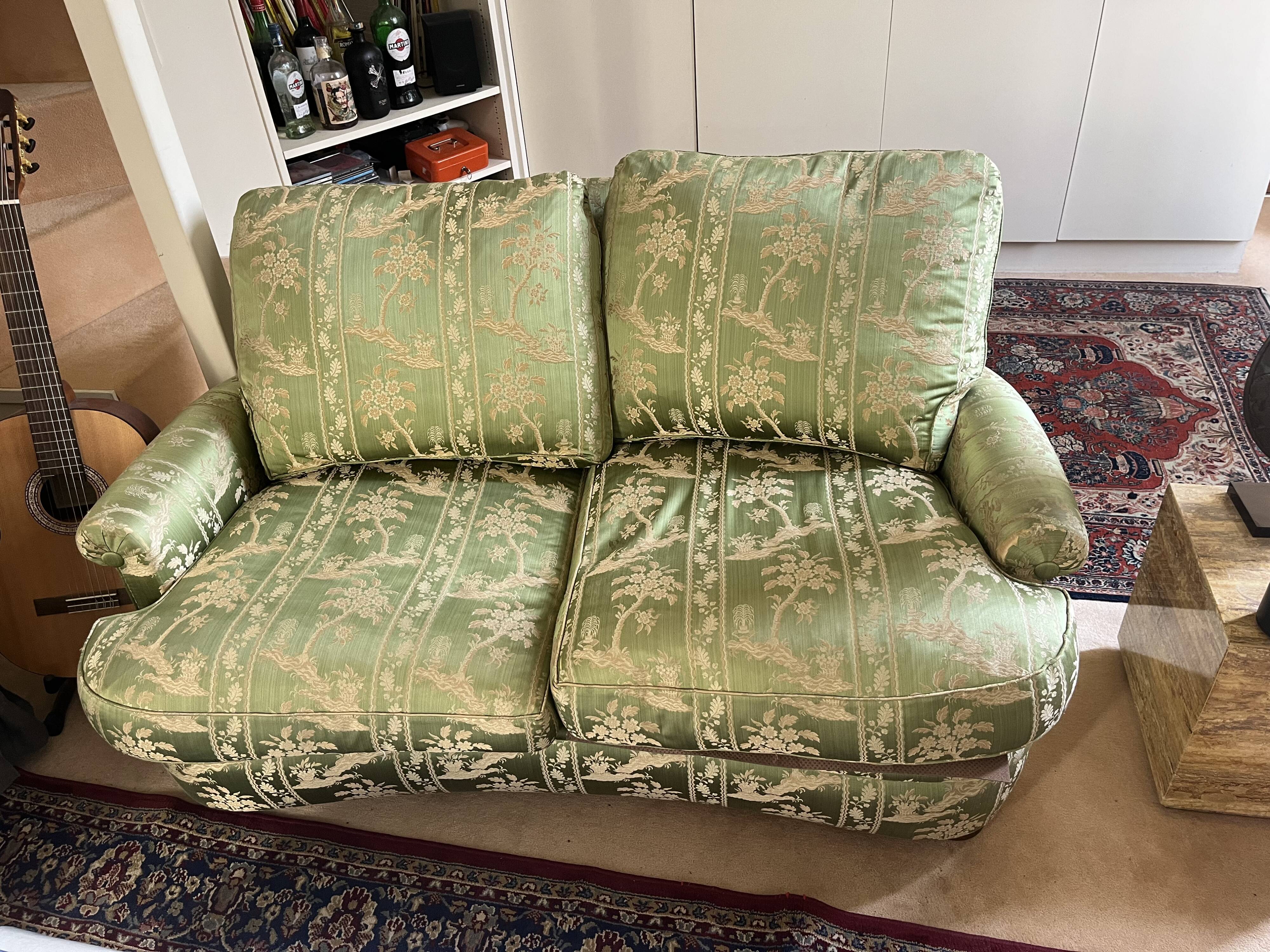 2-seater silk fabric sofa