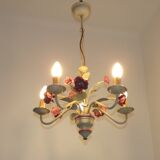 Lustre en métal à décor floral, France