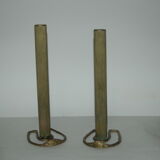 2 horseshoe candlesticks in solid brass  signed Durand