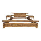 Bamboo two person bed 180 x 210 cm with night stands