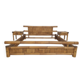 Bamboo two person bed 180 x 210 cm with night stands