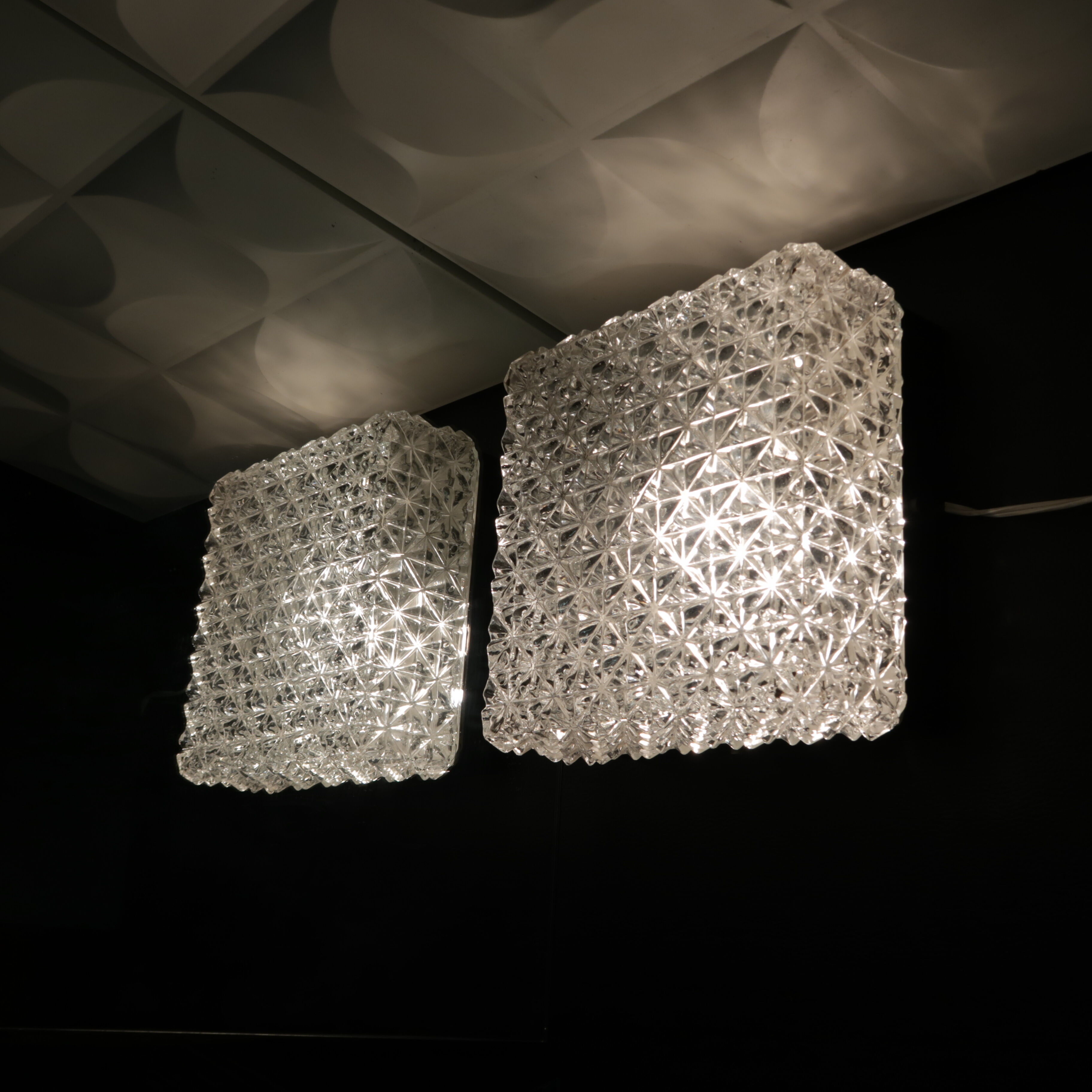 Glass square ceiling light by Erco 1970