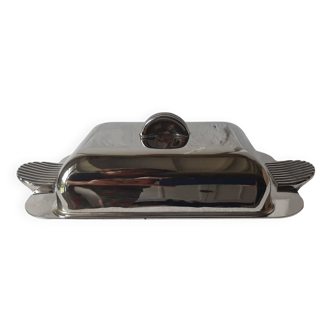 Silver metal butter dish