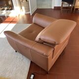 PISA leather armchair 1p 100cm cognac