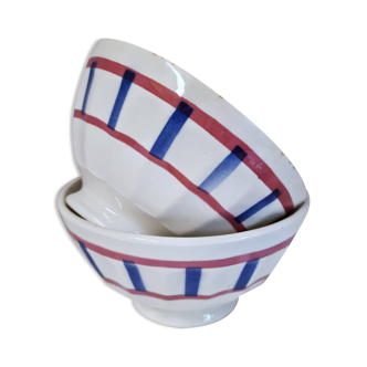 Set of 2 Basque pattern bowls