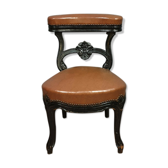 Smoking chair from Napoleon III era around 1850 in blackened pear tree
