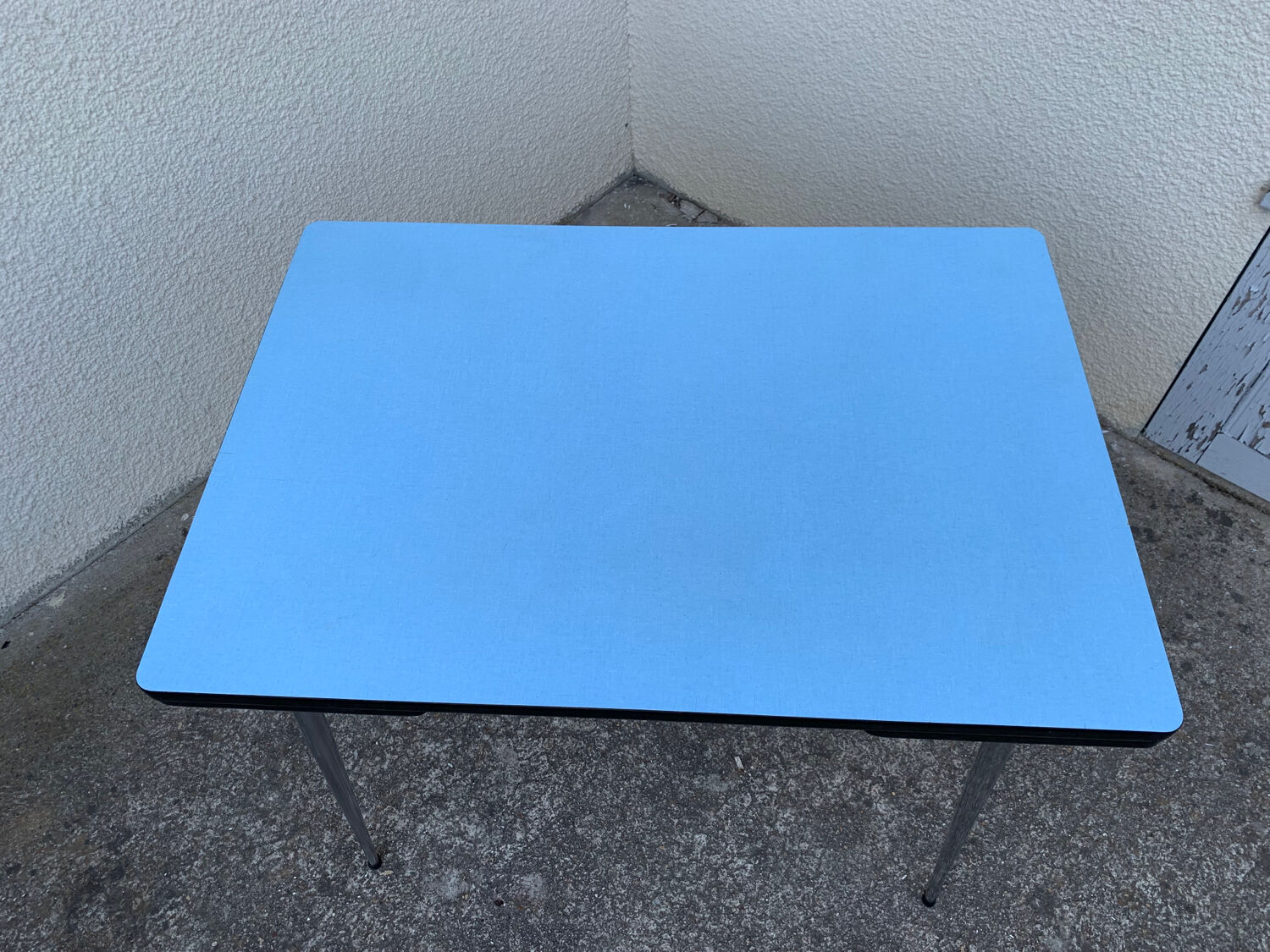 Blue formica table Sogemap 1960