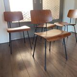 Set of 4 teak and steel dining chairs by Tjerk Reijenga for Pilastro 1950s