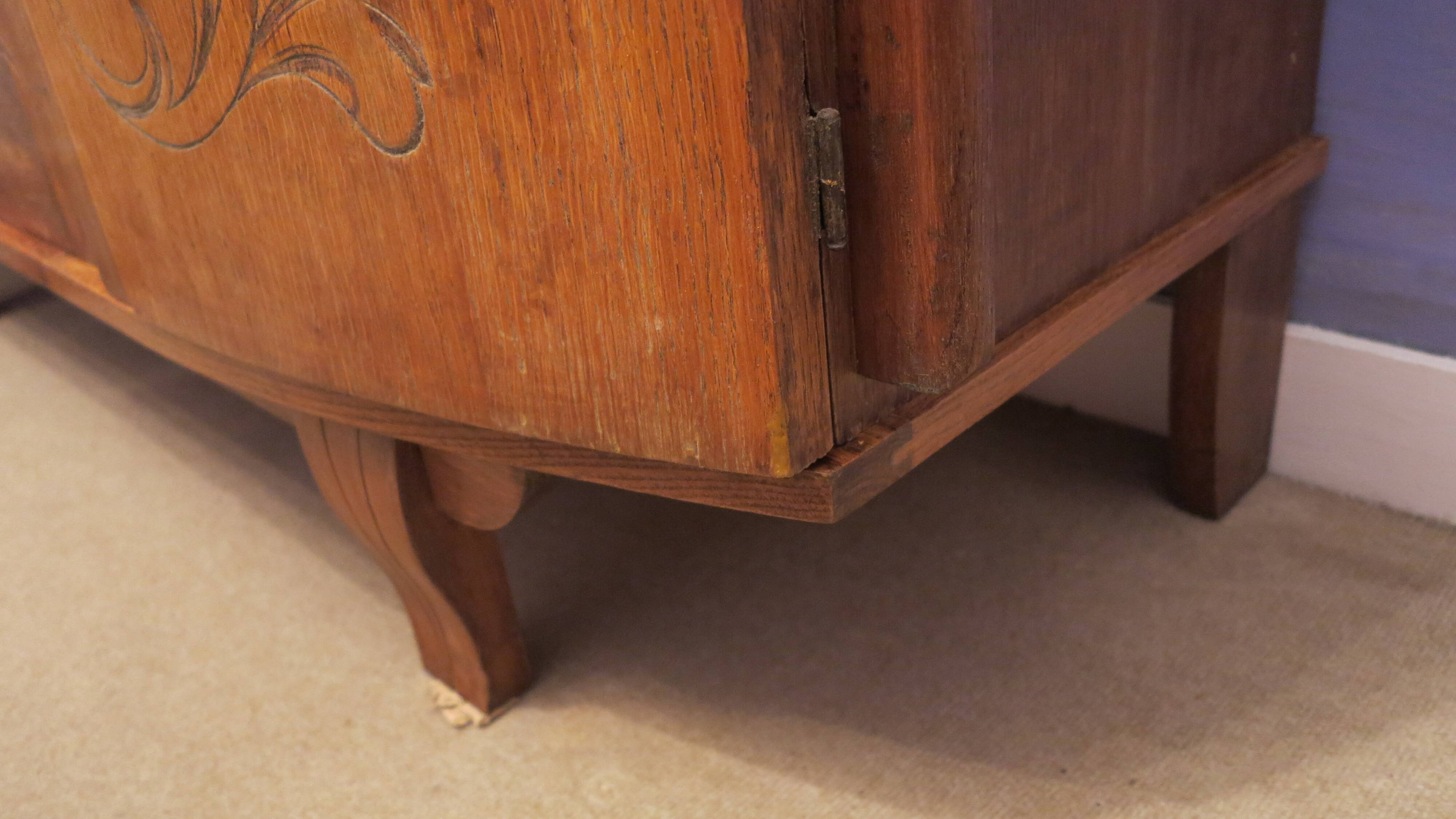 1930s three-door light oak wardrobe