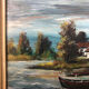 Tableau Huile Sur Panneau M. NIAVEL Vue Maison Bord Rivière + Cadre Doré #A214