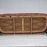 1950s, Danish 3-seater sofa, salmon/pink velour, furniture mesh.