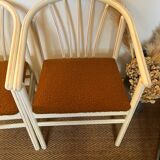 Pair of vintage wood and loop wool armchairs