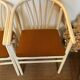 Pair of vintage wood and loop wool armchairs