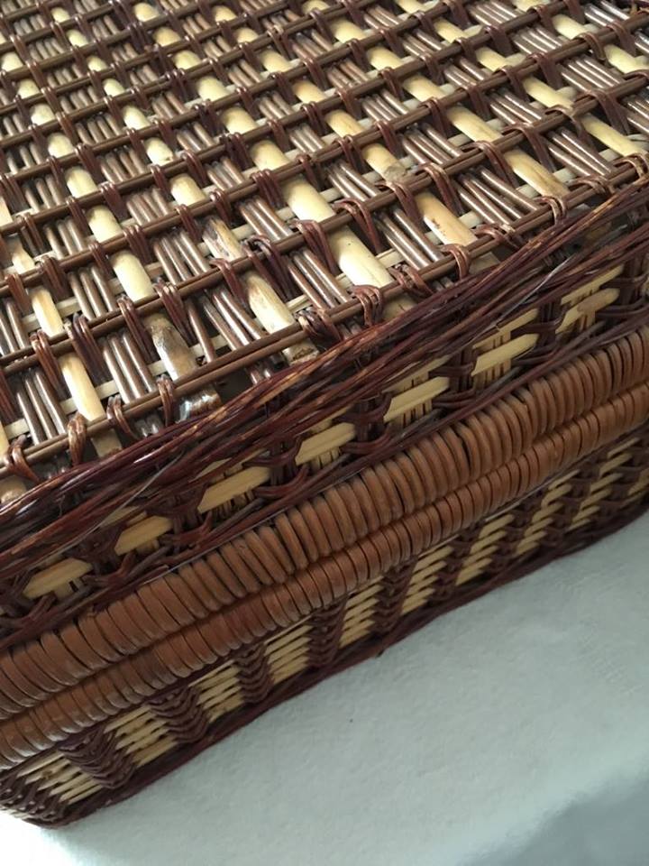 Two tone wicker suitcase