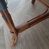 Vintage set of 2 garden woven rattan chairs - sky blue nets - 40