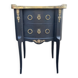Commode rognon noire de style Louis XV ancienne