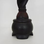 Twisted and engraved blackened wooden pedestal. 1960s 70s.