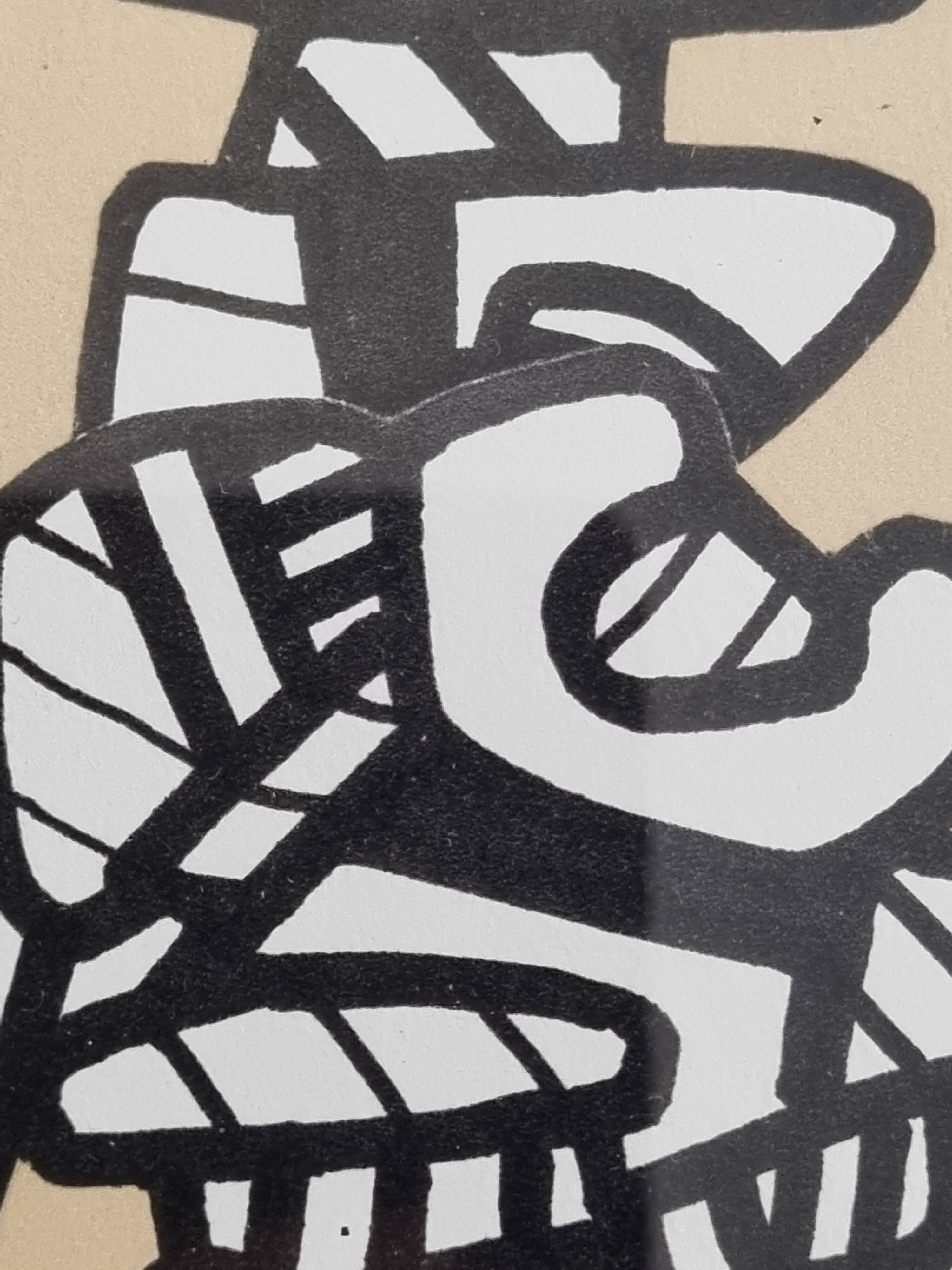 Screenprint after Jean Dubuffet framed under glass 26 cm by 33 cm