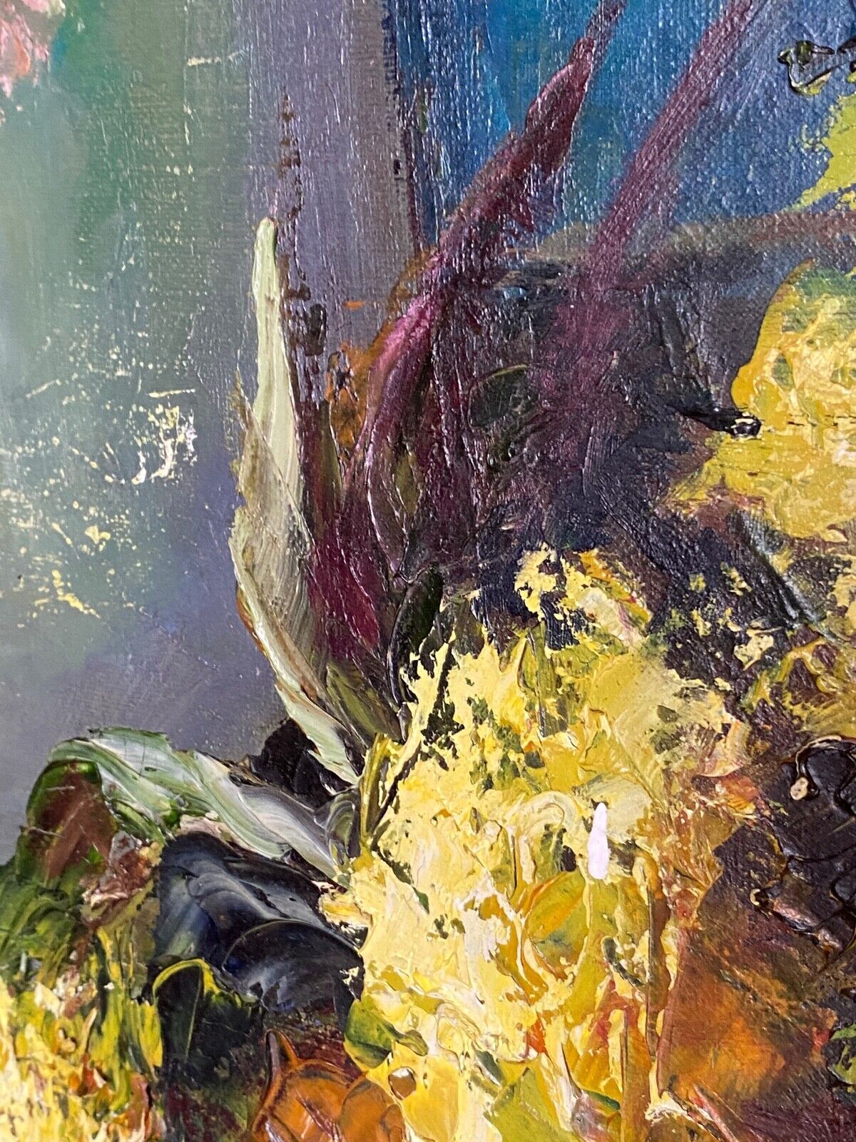 Oil on canvas by the lagnoux bouquet of still life flowers 1960