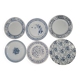 Ensemble assiettes dépareillé bleu
