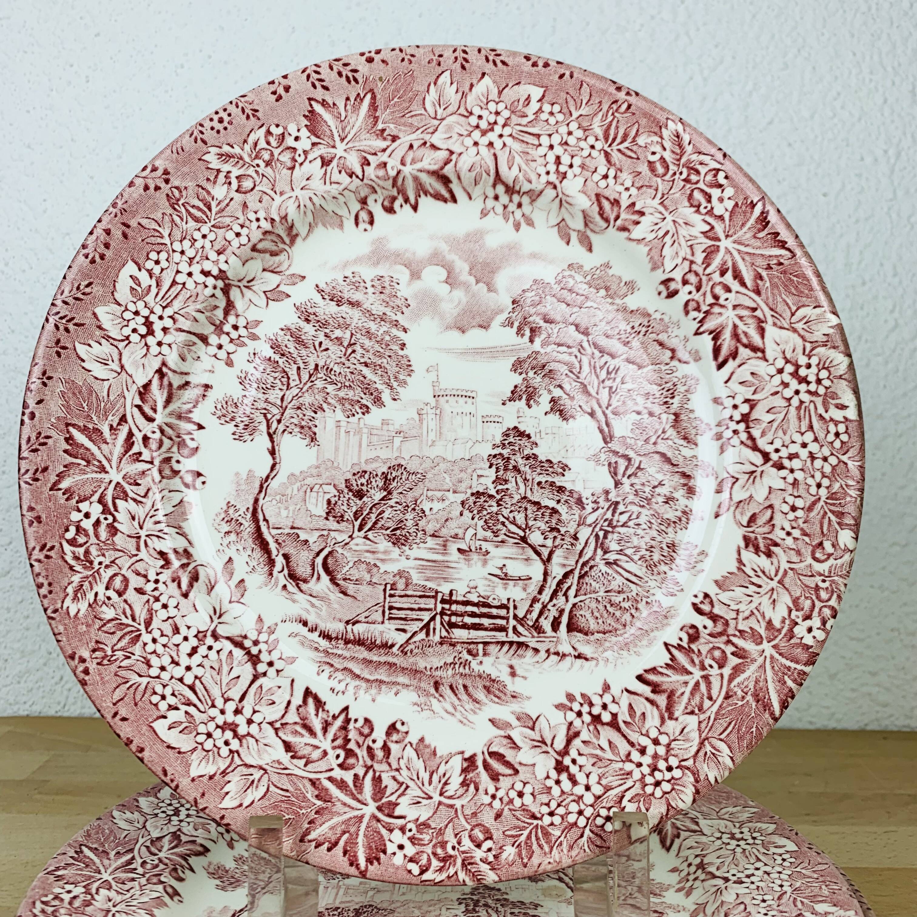 6 English red ironstone plates