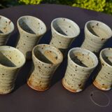 8 stoneware cups/mugs by Gustave Tiffoche
