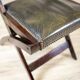 Vintage Walnut Folding Chair in Dark-Green Leather, 1950s