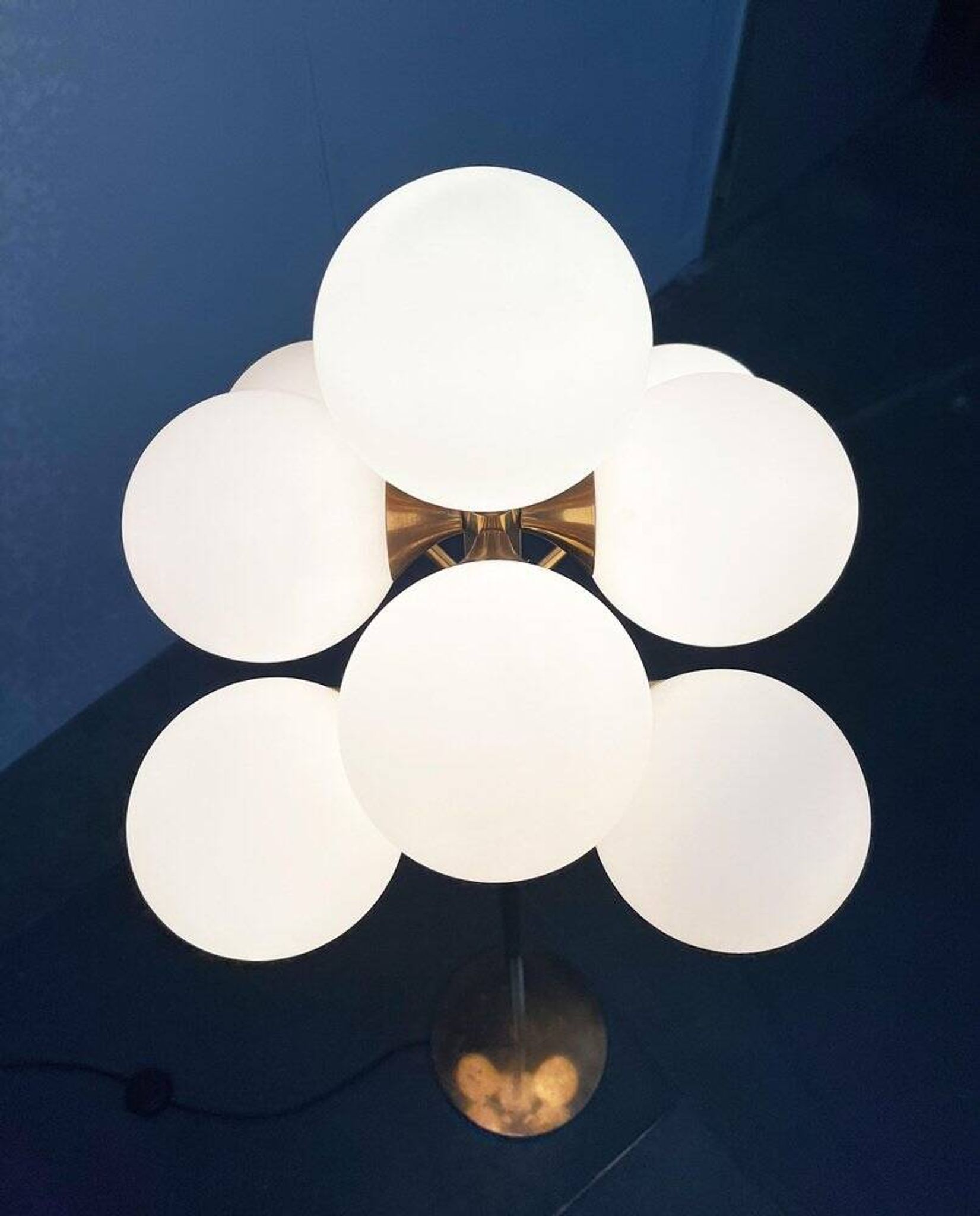 German brass floor lamp in Space Age style from the mid-century by Kaiser Leuchten, 1960s.