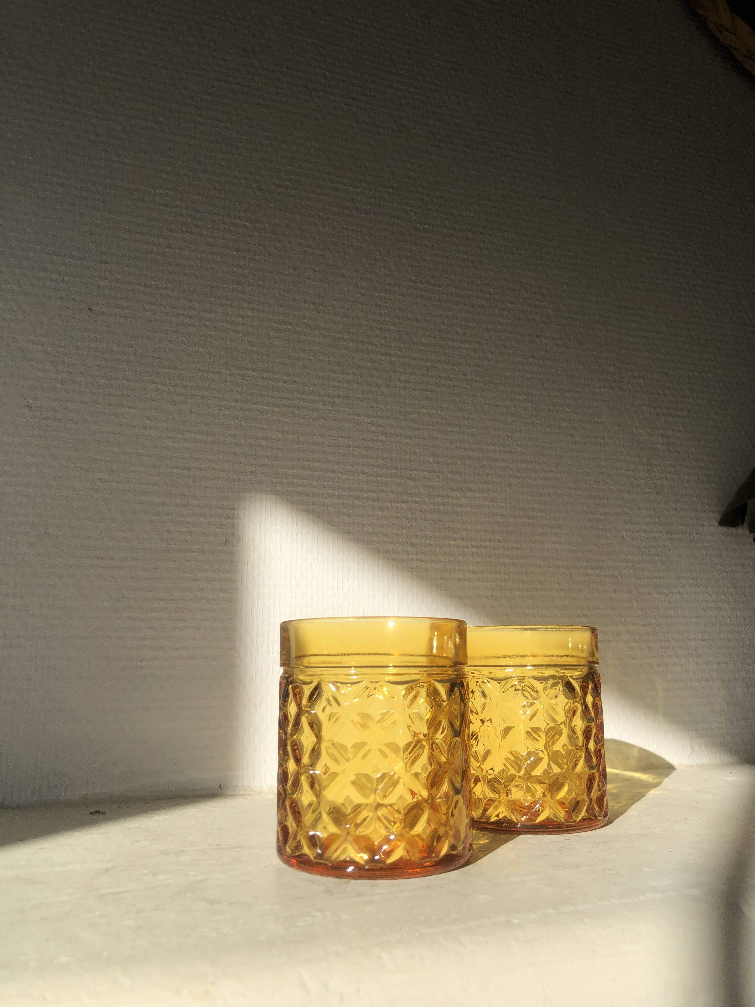 Lot de 2 verres ambrés Pernod Années 70