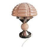 Antique Art Deco lamp in pink glass and chrome metal – Atypical and trendy