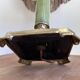 Large vintage lamp in green onyx and gilded brass - vintage lampshade