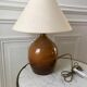 Stoneware lamp and linen lampshade 50s-60s