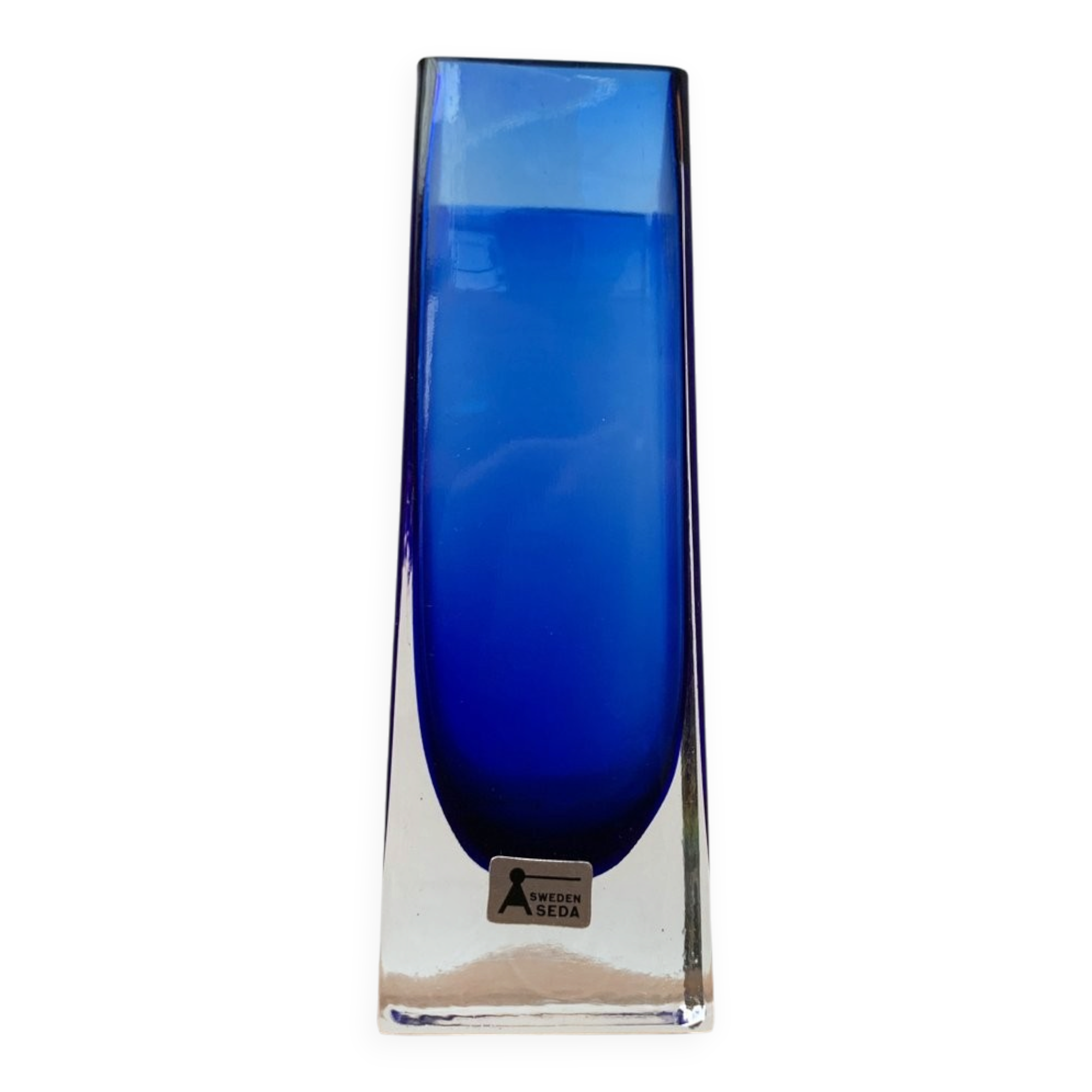 Swedish glass block vase from the mid-century by Aseda Sweden, 1960s.