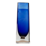 Swedish glass block vase from the mid-century by Aseda Sweden, 1960s.