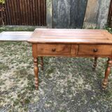 Louis Philippe style old cherry desk table with 2 drawers and 1 pull.