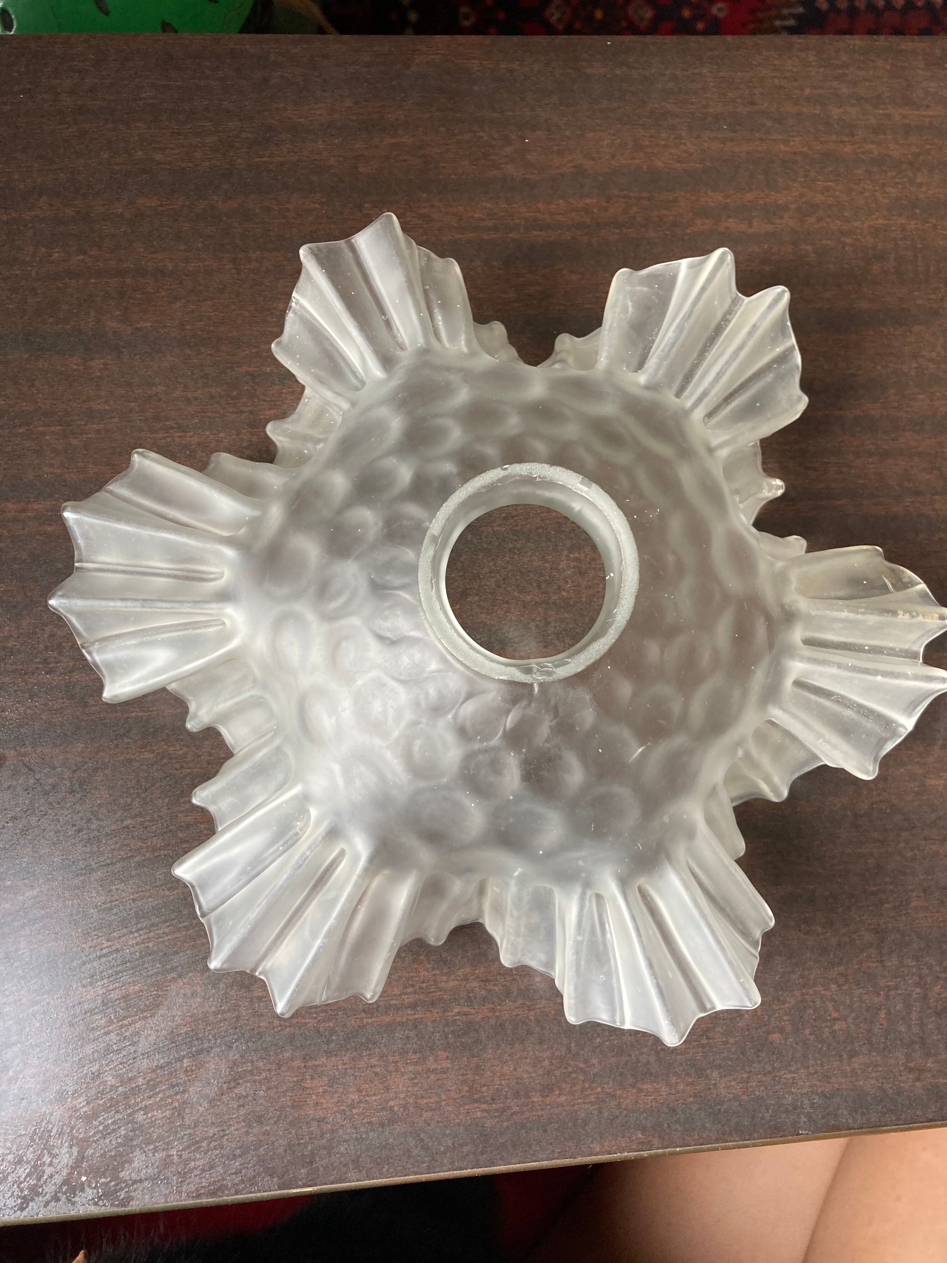 Transparent molded glass suspension in flower shape