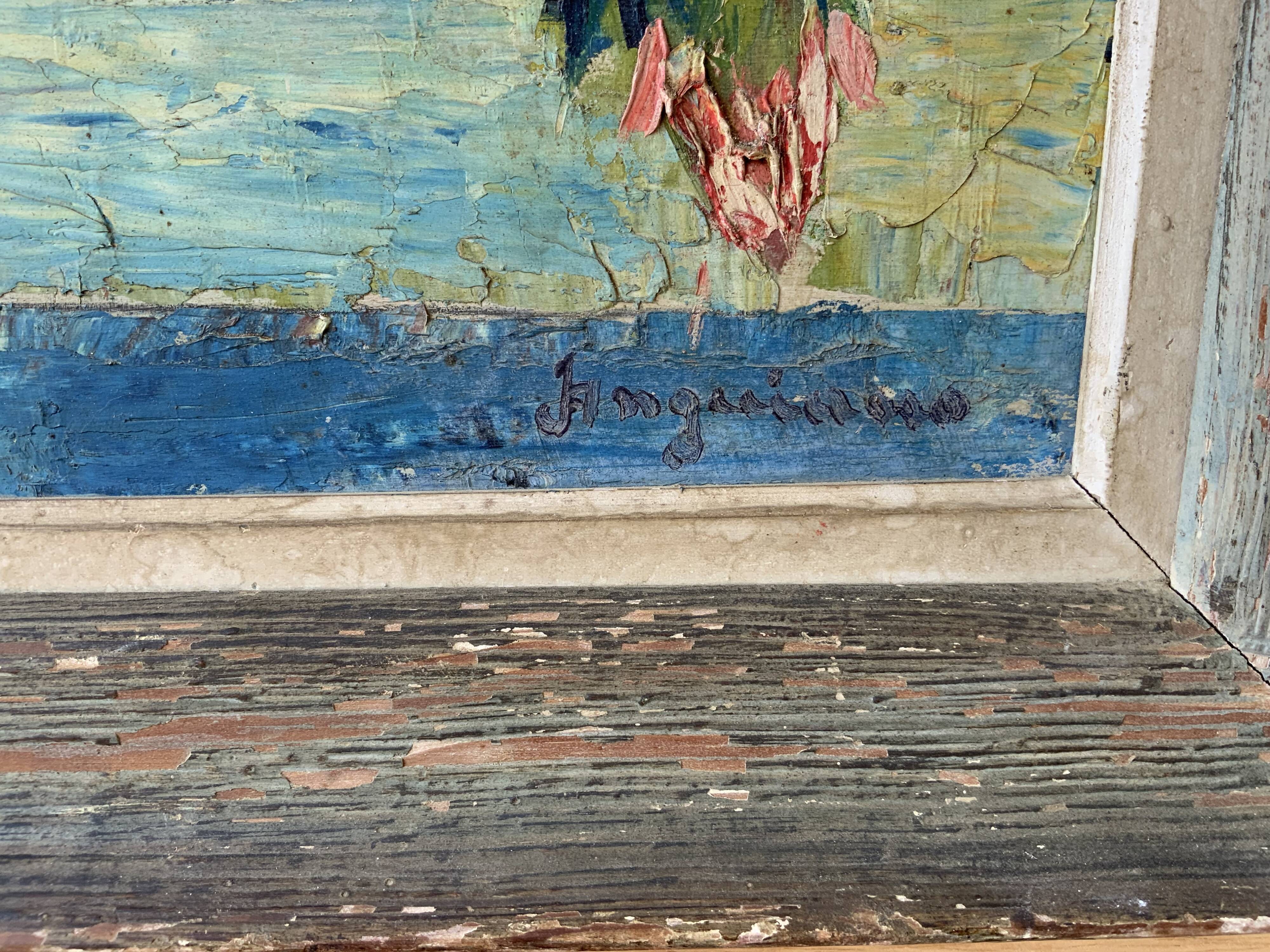 Painting old still life flowers