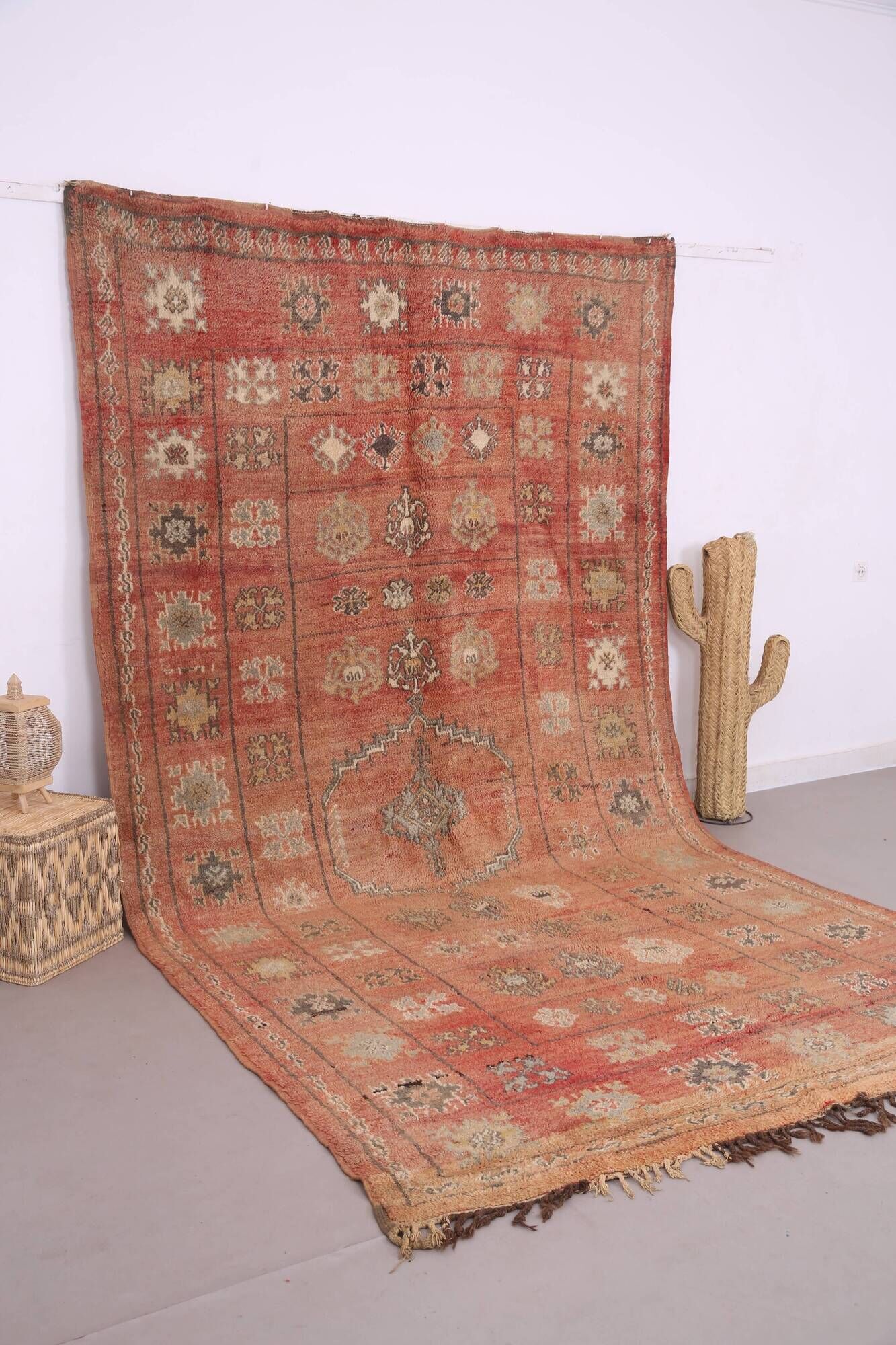 Terracotta Vintage Moroccan Rug 206 x 370 cm - Berber Wool Rug Handmade