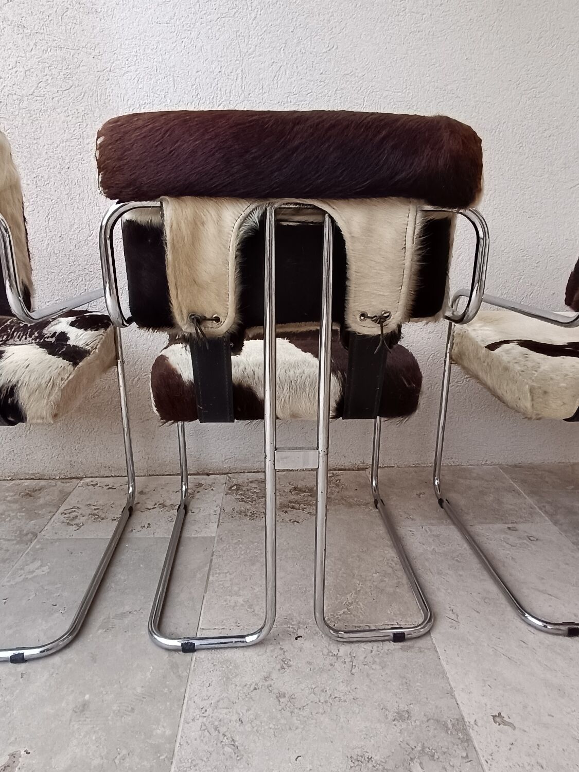 Set of 4 vintage Cucroma armchairs – Guido Faleschini – leather