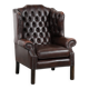 Brown cowhide leather Chesterfield wingback armchair in English style