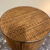 Wooden and wicker stool