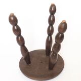 Beaded wooden tripod stool