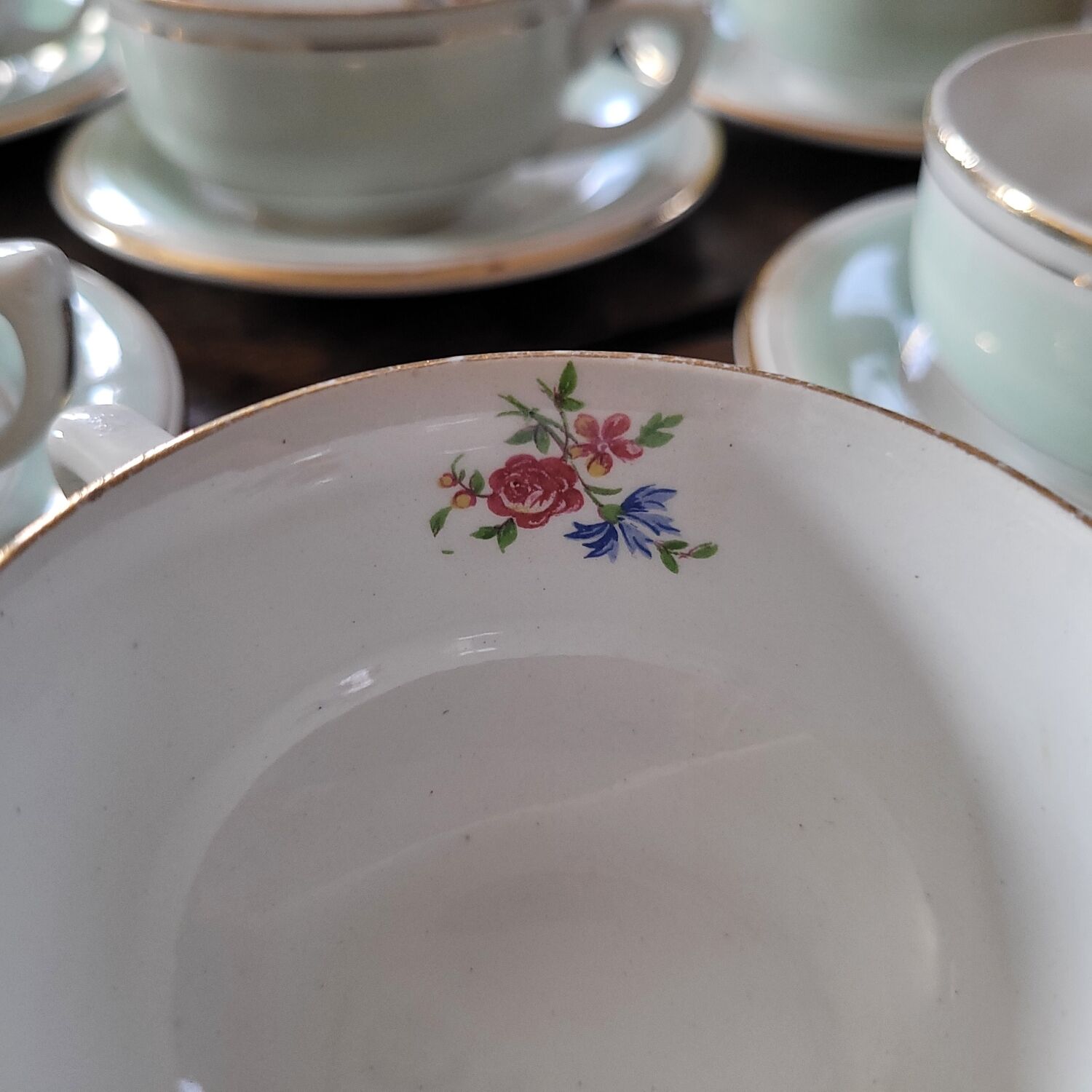 Set of 8 opaque porcelain cups – 1950s