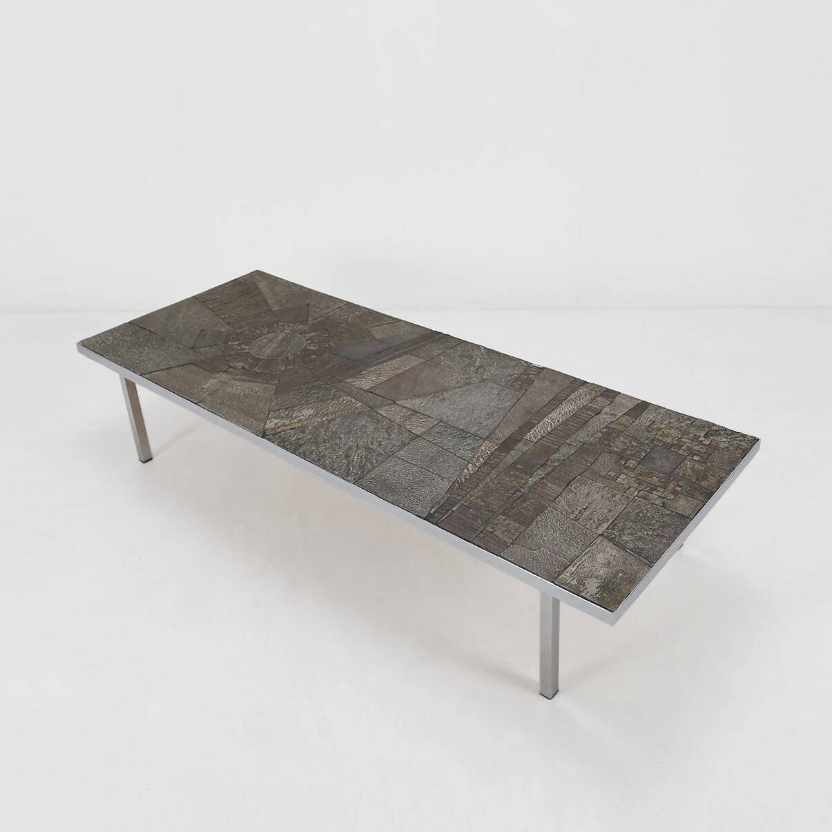 Brutalist Coffee Table Handmade and signed by Pia Manu, 1960s