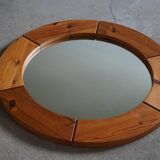 Wall mirror in solid pine by Glasmäster Markaryd, Sweden, 1960s.