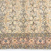 9x13 Vintage Cream Blue Persian Rug, Turkish Handmade Wool Floral Carpet