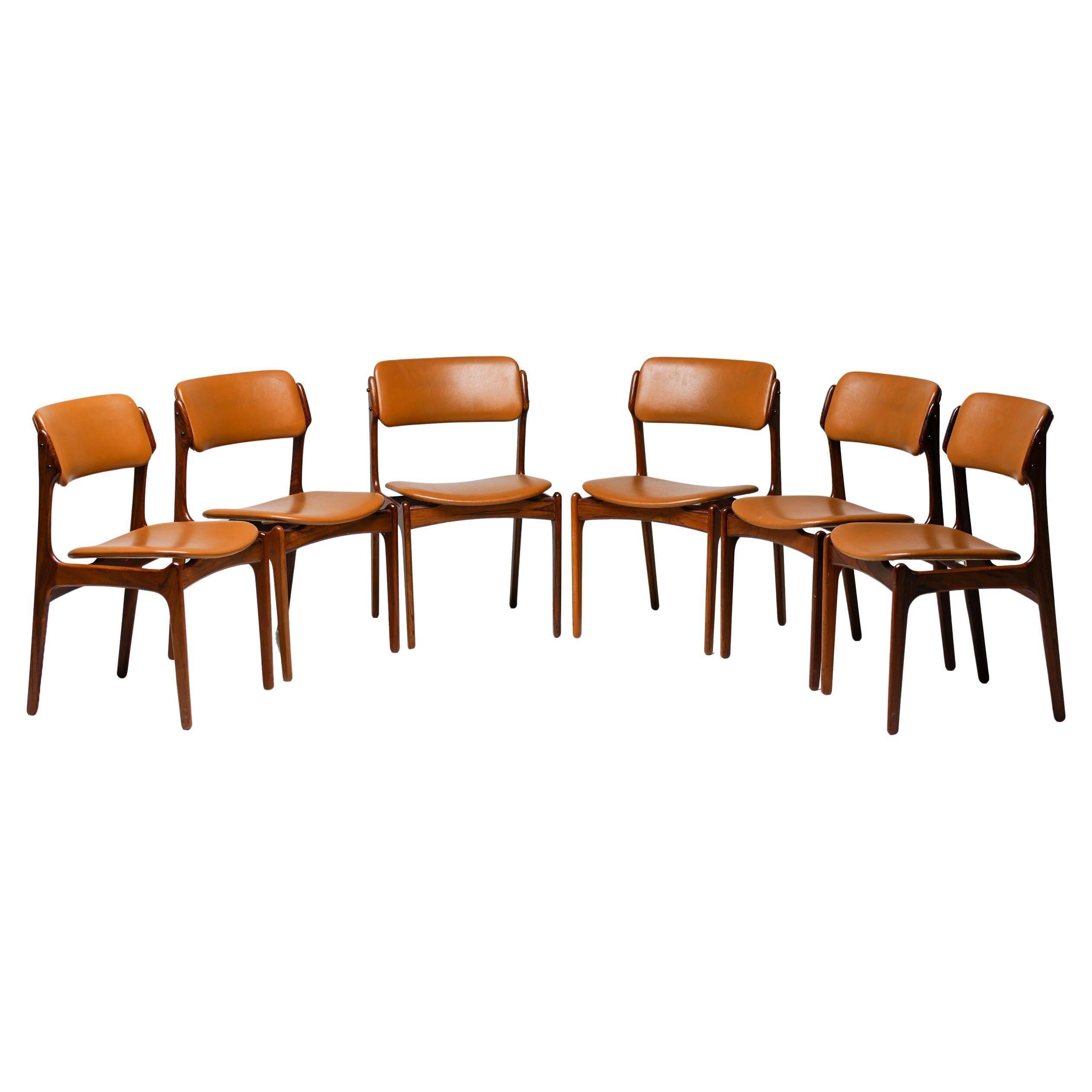 Set of 6 Danish rosewood dining chairs Model No 49 by Erik Buch