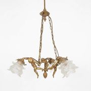 Lustre aux angelots en bronze années 70